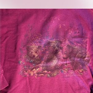 Vintage bear nature scene Burgundy Sweatshirt